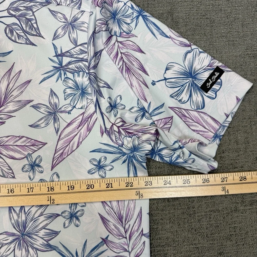 Bad Birdie Golf Polo Shirt Mens XL White Tropical Floral Hawaiian Stretch